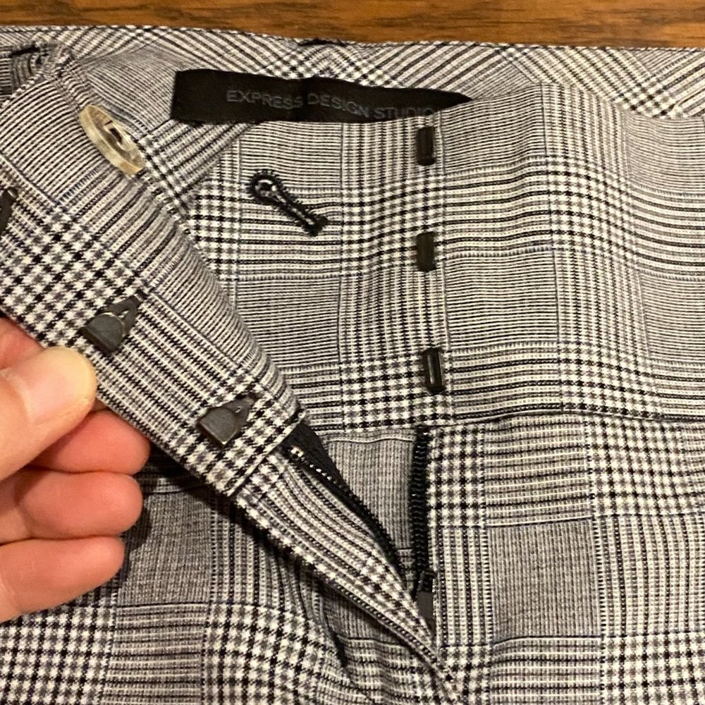 Express Design Studio Editor Grey Checkered Crop … - image 3